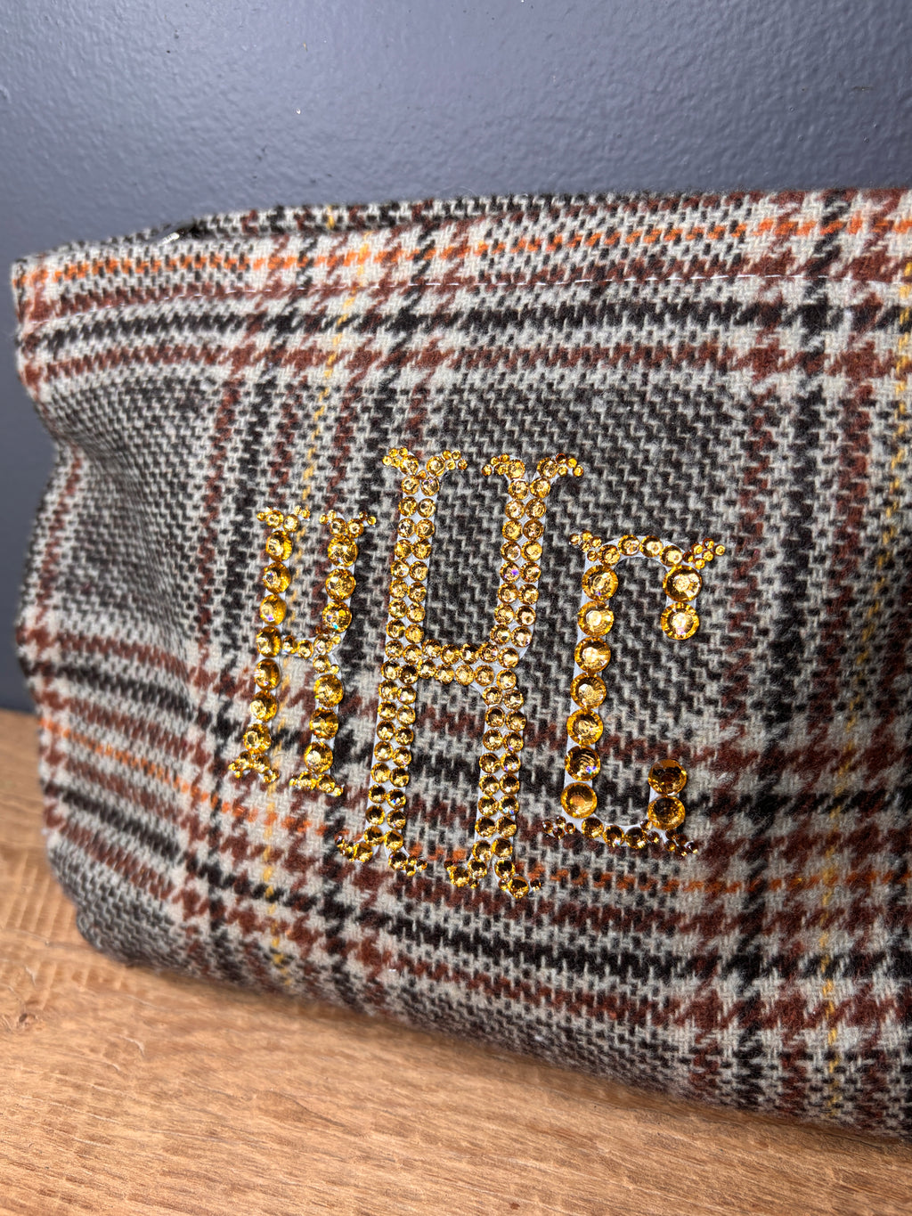 Preppy Monogram Plaid Makeup Bag