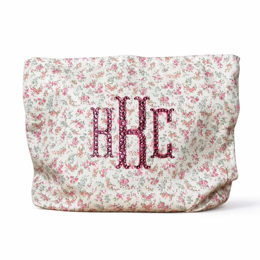 Floral Monogram Makeup Bag
